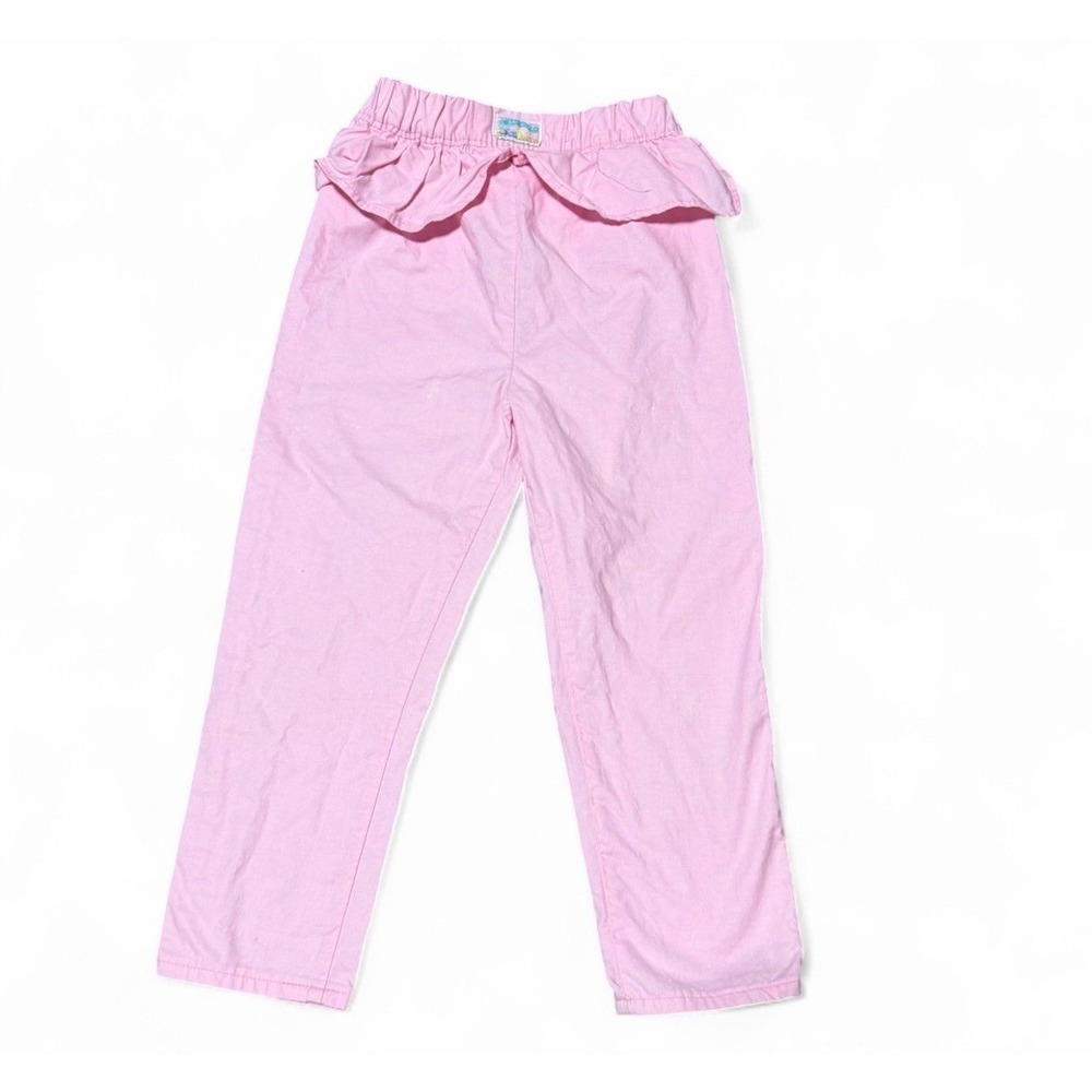 Vintage OshKosh B'Gosh Girls Pink Pants 6 Ruffle Waist Cottagecore Fruit